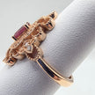 Handcrafted Vintage Inspired Pink Tourmaline and Diamond Ring in 14K Rose Gold
