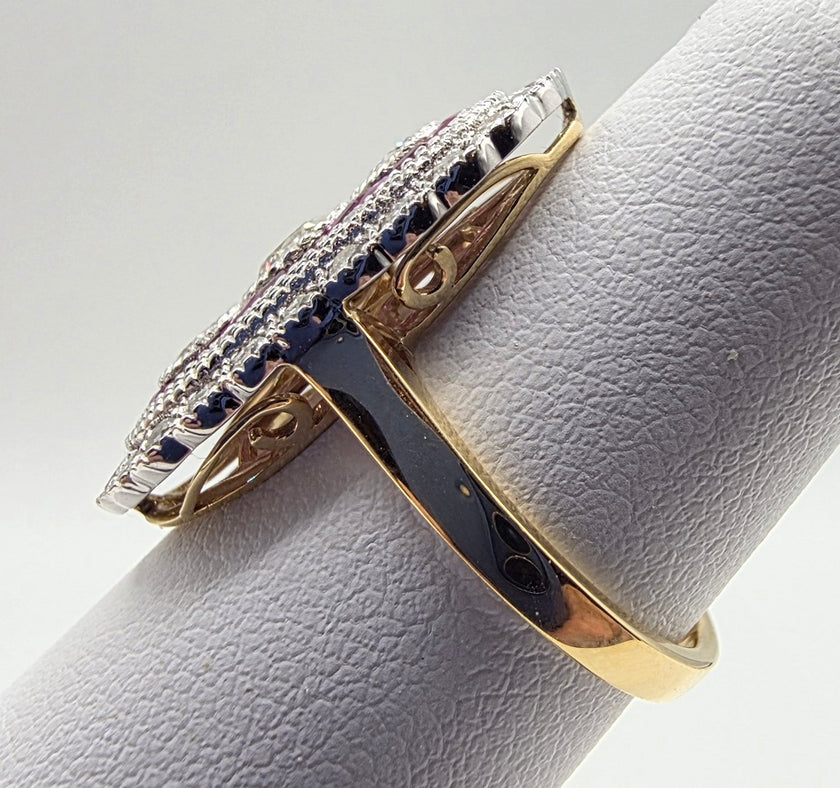 Art Deco with a Touch Edwardian Influence Ruby and Diamond Ring in 14K