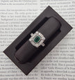 Vintage Inspired Glorious Deep Green Emerald and Diamond Ring in 14K