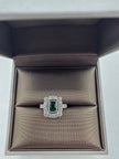 Vintage Inspired Glorious Deep Green Emerald and Diamond Ring in 14K
