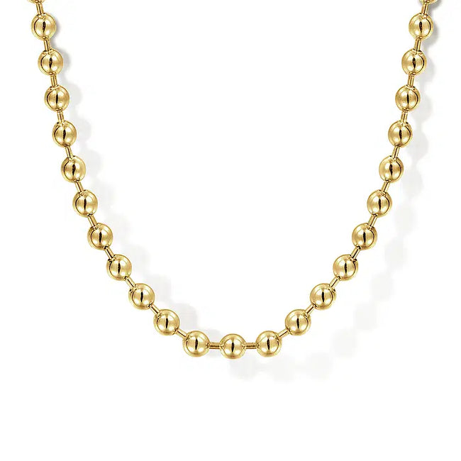 22 Inch 14K Yellow Gold 3mm Hollow Ball Chain Necklace