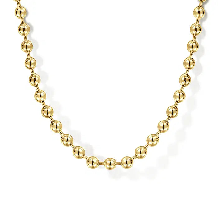 22 Inch 14K Yellow Gold 3mm Hollow Ball Chain Necklace
