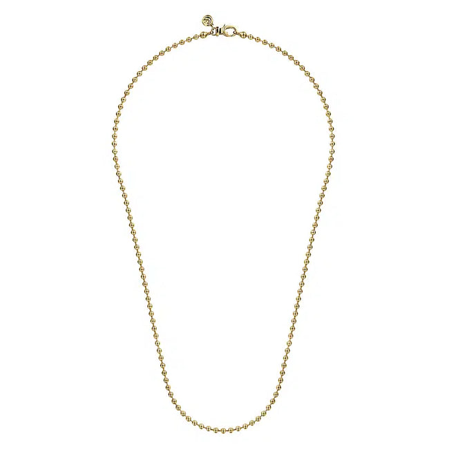 22 Inch 14K Yellow Gold 3mm Hollow Ball Chain Necklace