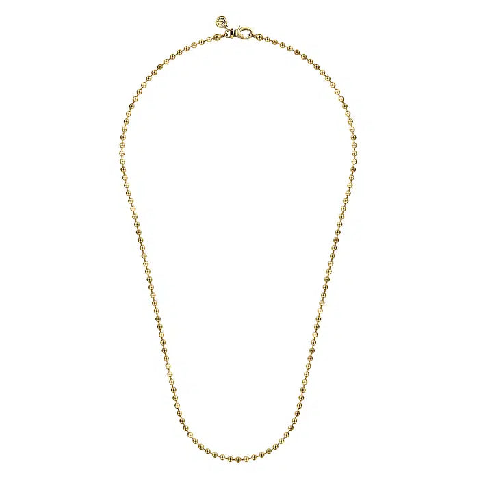 22 Inch 14K Yellow Gold 3mm Hollow Ball Chain Necklace