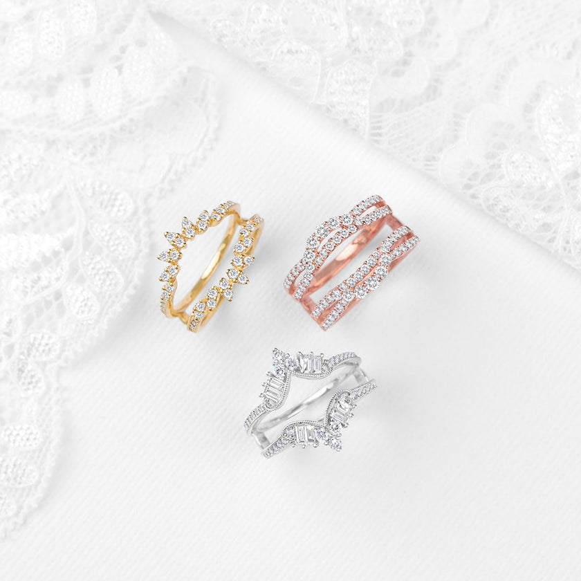 Vintage Inspired Chevron Baguette Diamond Insert Ring 0.75ctw Natural Diamonds 