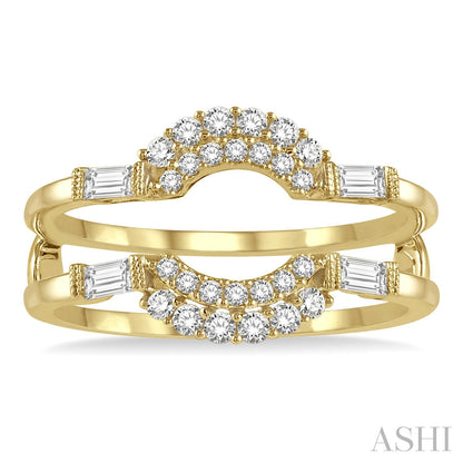 1/2 ctw Double Arch Baguette and Round Cut Diamond Insert Ring in 14K Yellow Gold
