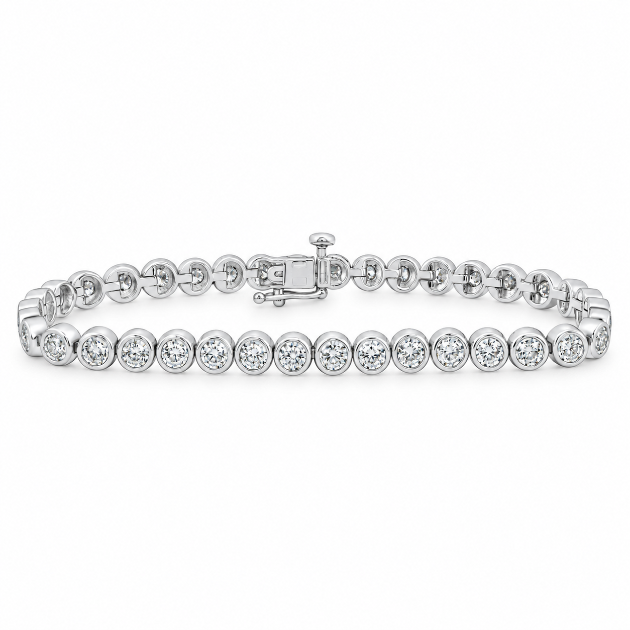 2.00 CTW Lab-Grown Diamond Bezel Tennis Bracelet in Sterling Silver