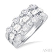 Multi Shape Three Row Diamond Fashion Band