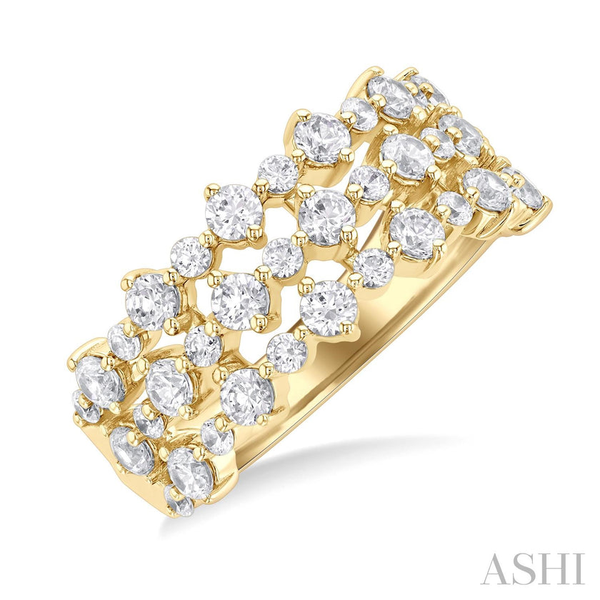 1.50CTW Three Row Diamond Fashion Band