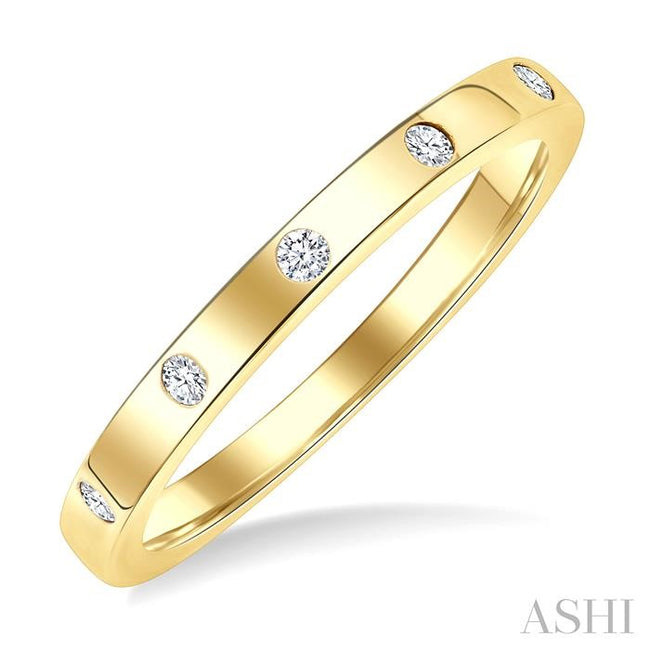 Modern Design 1/4ct Flush Bezel Set Diamond Fashion Band in 14K Yellow Gold