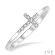 Charming 1/20ct Cross Diamond Ladies Ring in 10K White Gold