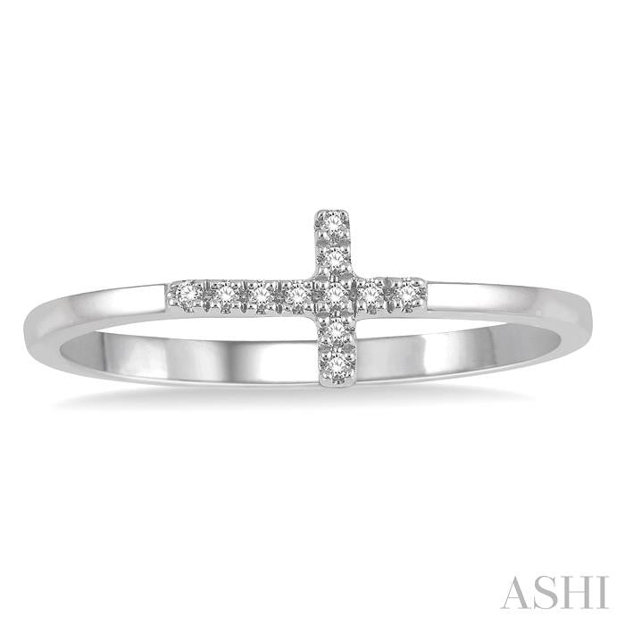 Charming 1/20ct Cross Diamond Ladies Ring in 10K White Gold