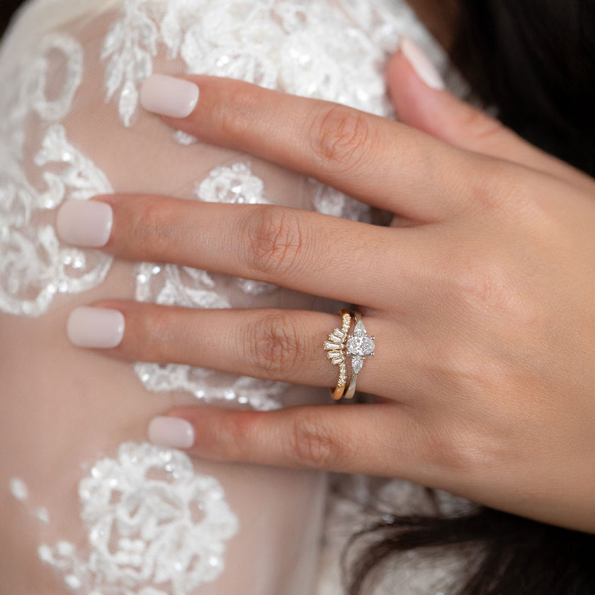 5 Stone Oval Shape Bezel Set Diamond Band 1.50 Carats