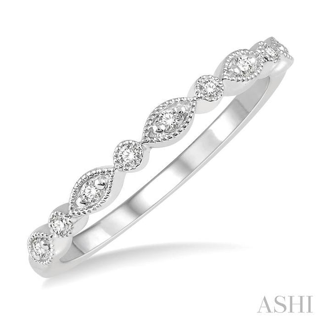 Vintage Inspired 1/10ct Diamond Stackable Band in 14K White Gold
