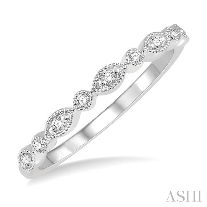 Vintage Inspired 1/10ct Diamond Stackable Band in 14K White Gold