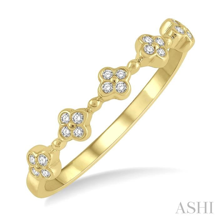 Floral Cutout Round Cut Diamond Stackable Fashion Band