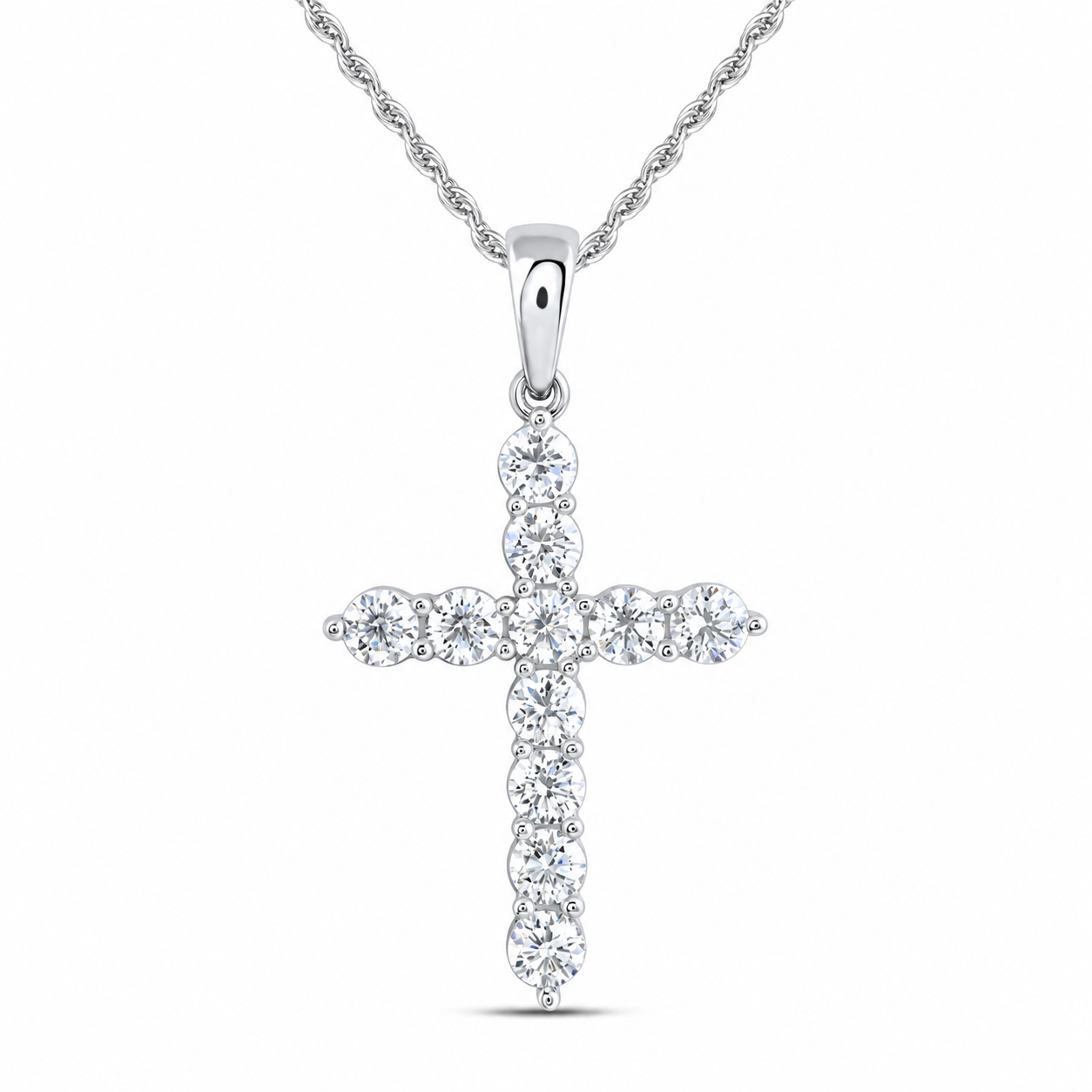 1.00 CTW Certified Lab-Grown Diamond Cross Pendant in Sterling Silver