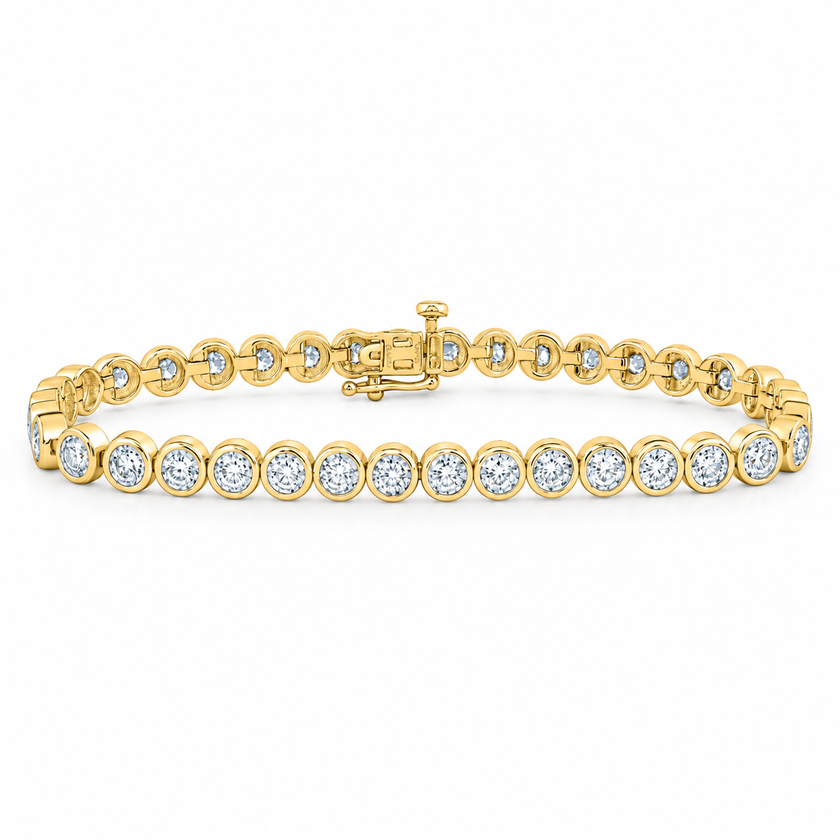 2.00 CTW Lab-Grown Diamond Bezel Tennis Bracelet in Gold-Plated Silver