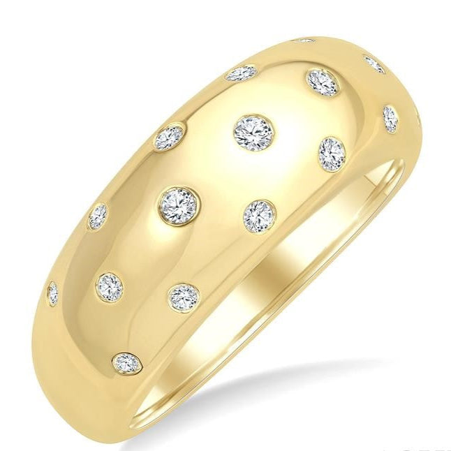 yellow gold dome diamond band 