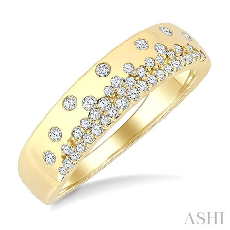 Striking 1/4ct Diamond Flush Set Mosaic Dome Band in 10K Yellow Gold