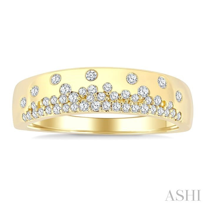 Striking 1/4ct Diamond Flush Set Mosaic Dome Band in 10K Yellow Gold