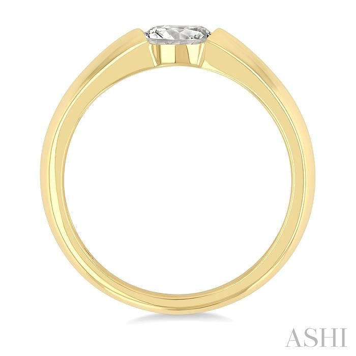 1/3ct East-West Set Oval Diamond Solitaire Fashion Ring in 14K Yellow Gold