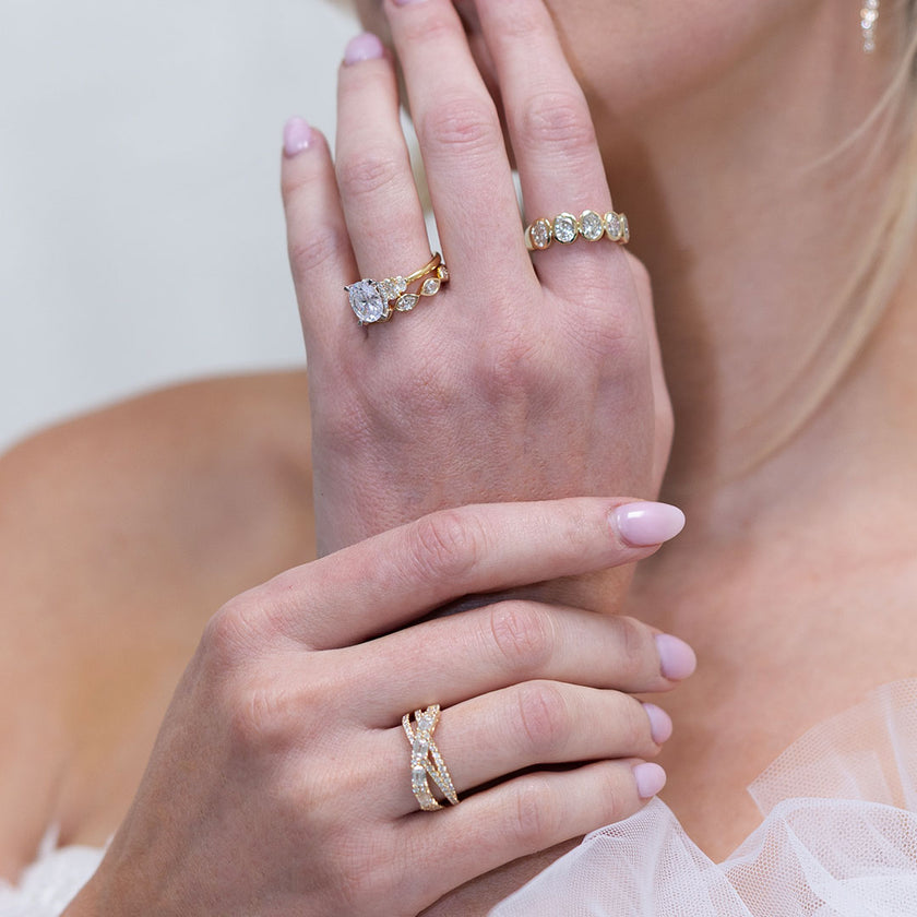 5 Stone Oval Shape Bezel Set Diamond Band 1.50 Carats