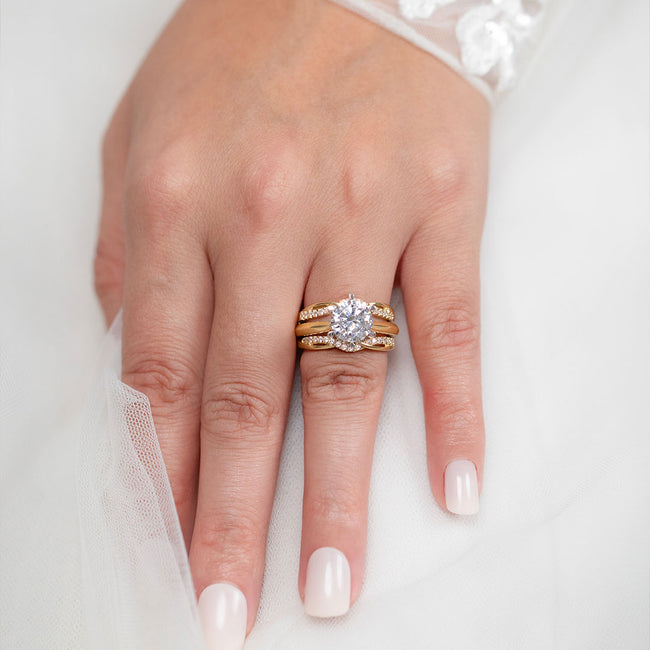 3/8 ctw Round Diamond Insert Ring in 14K Yellow Gold