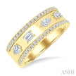 5/8 Carat Mixed Shape Cut Diamond Fashion Wide Band in 14K Yellow Gold