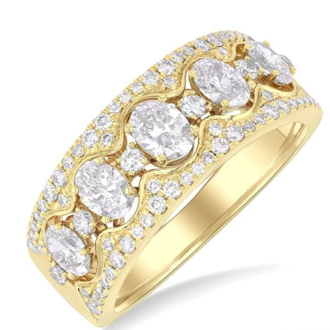Oval Shape 5 Stone Diamond Band