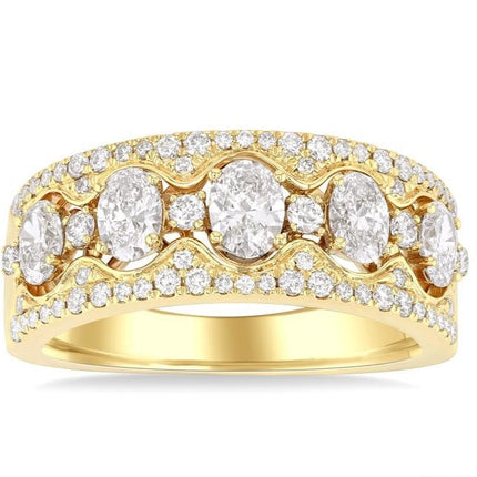 Oval Shape 5 Stone Diamond Band