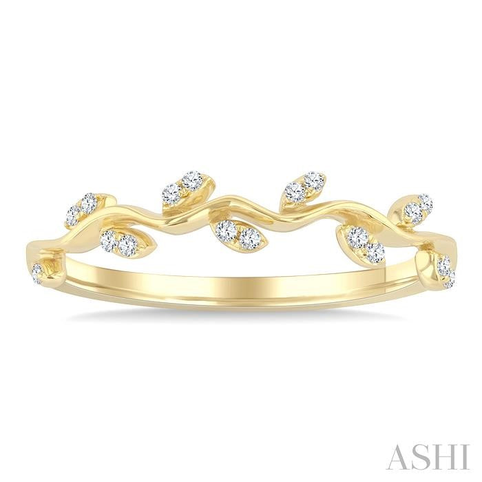 Dainty Design 1/10ct Diamond Leaf Stackable Band in 10K Yellow Gold