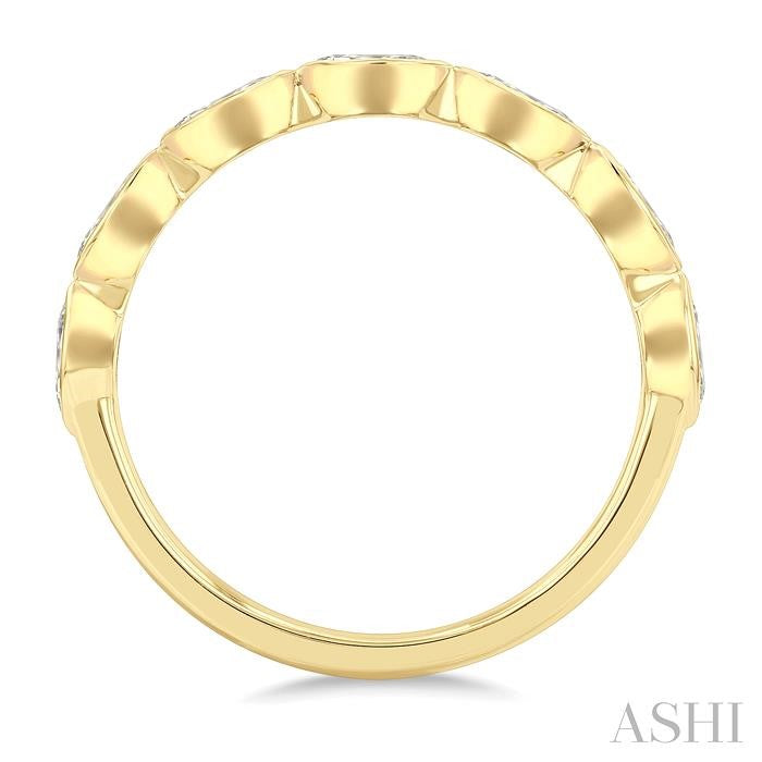 3/4 Ctw East-West Set Bezel Diamond Stackable Fashion Band in 14K Yellow Gold