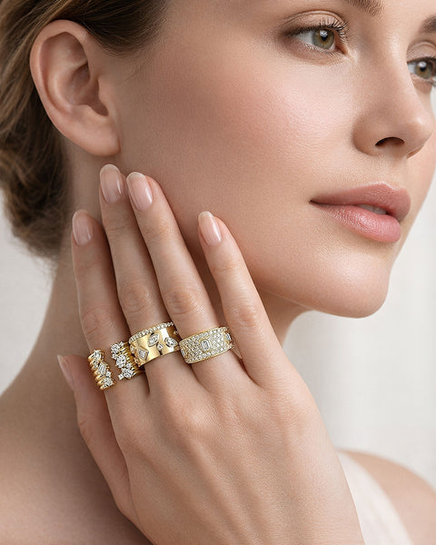 Mixed Shape Diamond Fashion Wide Band