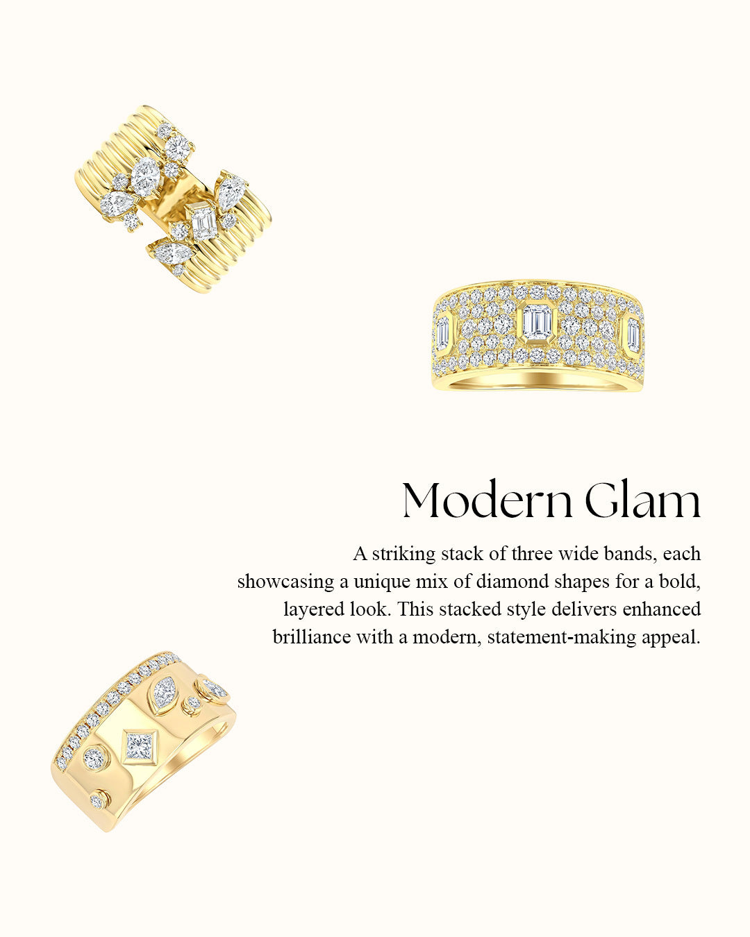 Mixed Shape Diamond Fashion Wide Band