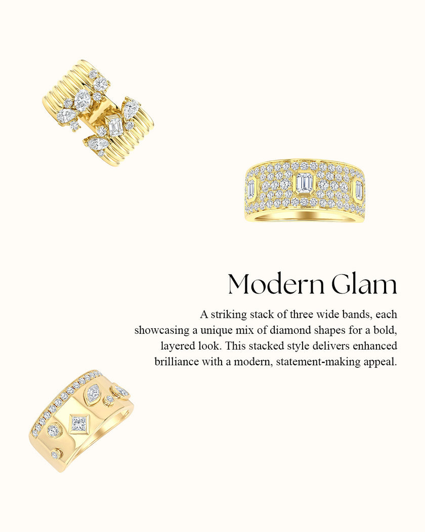 Mixed Shape Diamond Fashion Wide Band