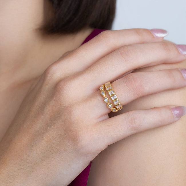 North-South Bezel Set Emerald Cut Band