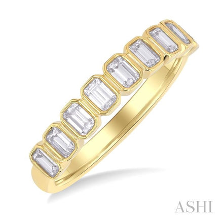 North-South Bezel Set Emerald Cut Band