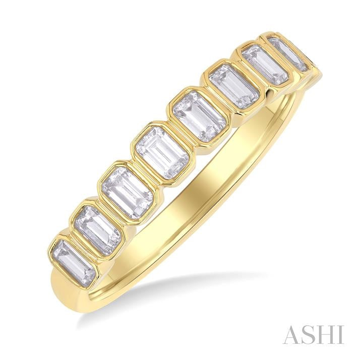 North-South Bezel Set Emerald Cut Band