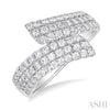  Bypass Triple Row Round Cut Diamond Wide Fashion Band