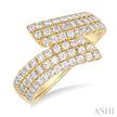 1 Ctw Bypass Triple Row Round Cut Diamond Wide Fashion Band in 14K Gold