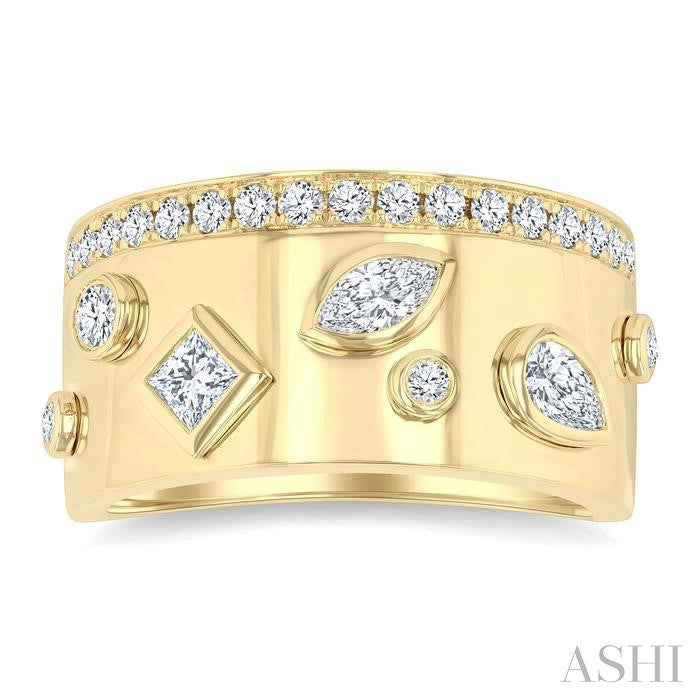 Mixed Shape Diamond Fashion Wide Band