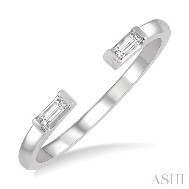 Stackable Petite Baguette Diamond Fashion Open Ring in 10K Gold