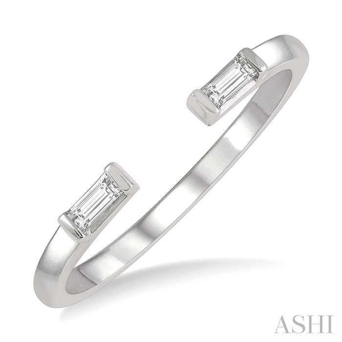 Stackable Petite Baguette Diamond Fashion Open Ring in 10K Gold