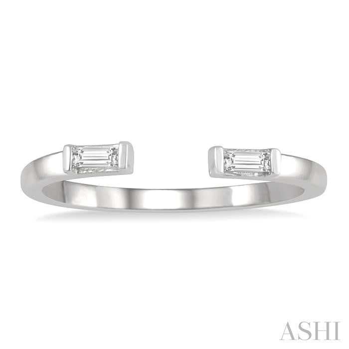 Stackable Petite Baguette Diamond Fashion Open Ring in 10K Gold