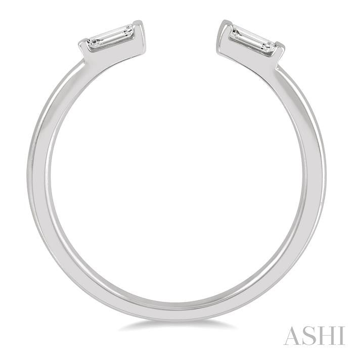 Stackable Petite Baguette Diamond Fashion Open Ring in 10K Gold