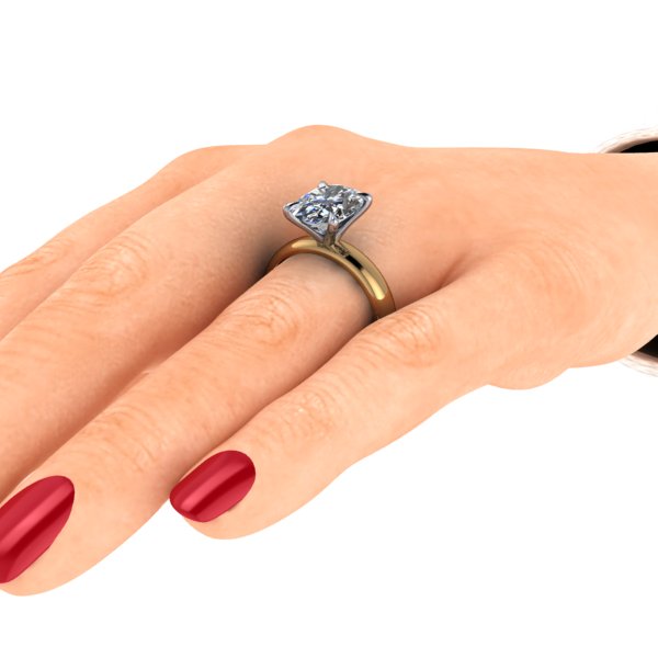 18k/Platinum Custom 3 Carat Oval Diamond Solitaire Ring