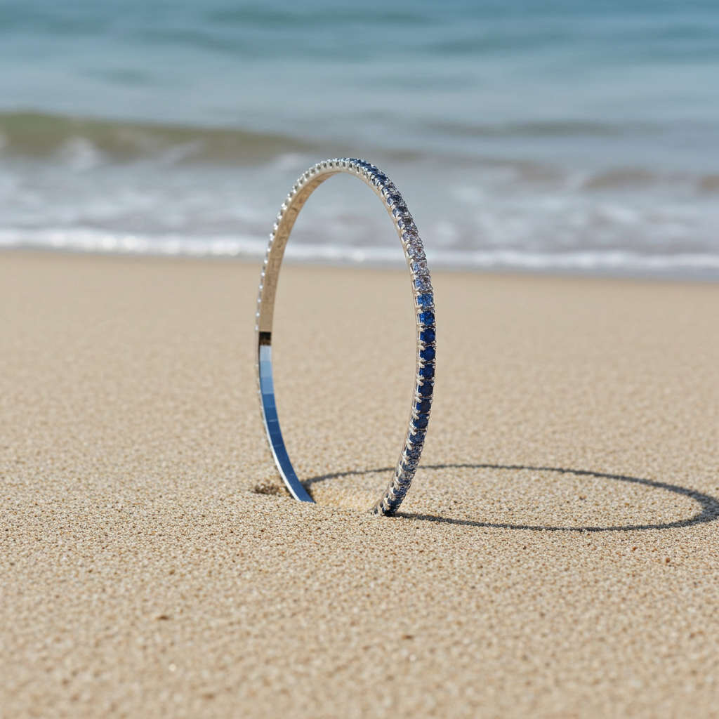 Spectacular Le Vian Denim Ombré® Sapphire Bangle in 14K Vanilla Gold®