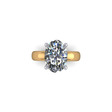 18k/Platinum Custom 3 Carat Oval Diamond Solitaire Ring