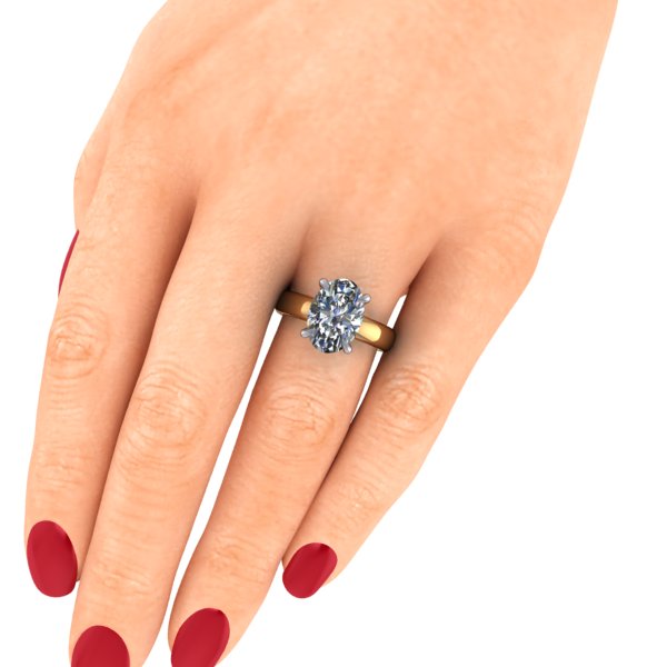 18k/Platinum Custom 3 Carat Oval Diamond Solitaire Ring